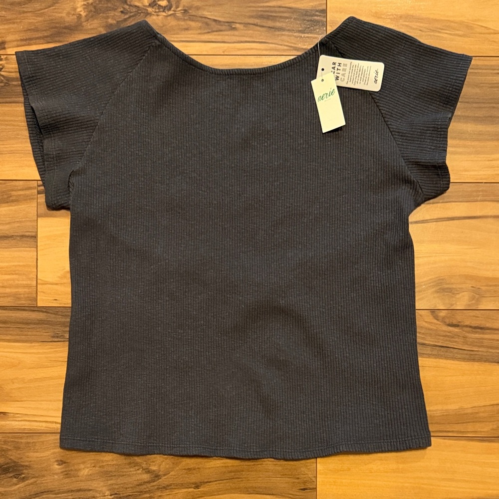 Aerie Open Back Fitted Ribbed Tee